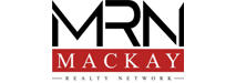 The MRN Mackay Realty Network logo features bold black letters against a red rectangular background for "Mackay," embodying a strong presence in the Property Management Hamilton space.