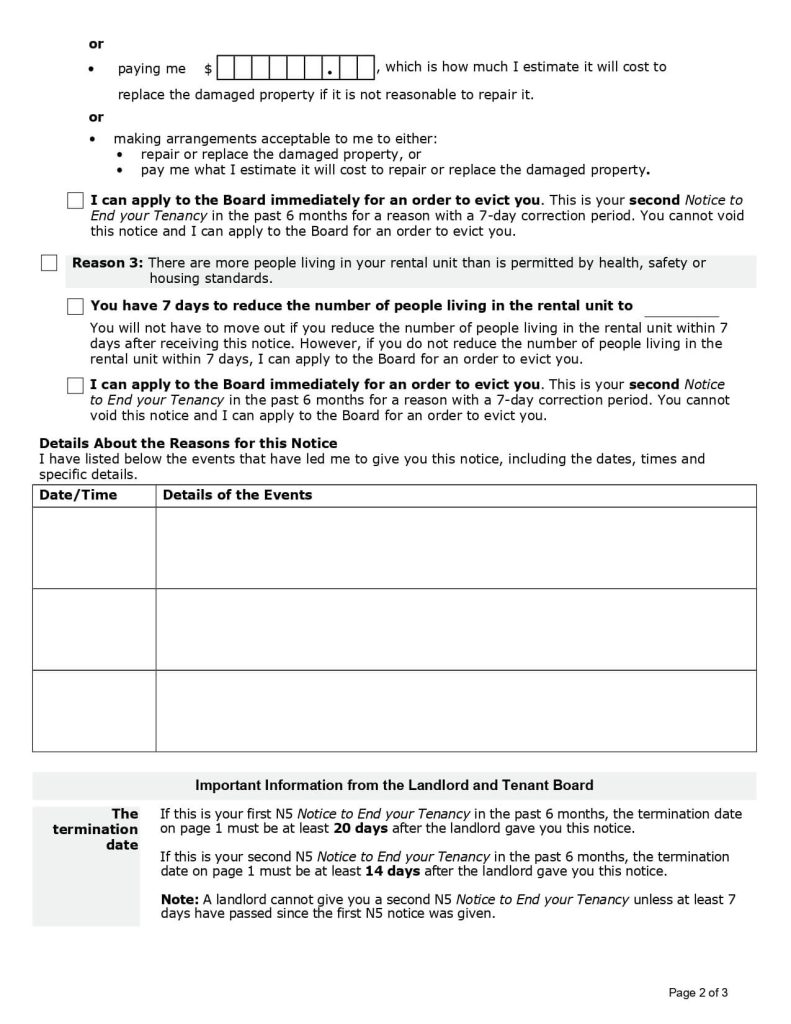 N5 Notice for ending Tenancy