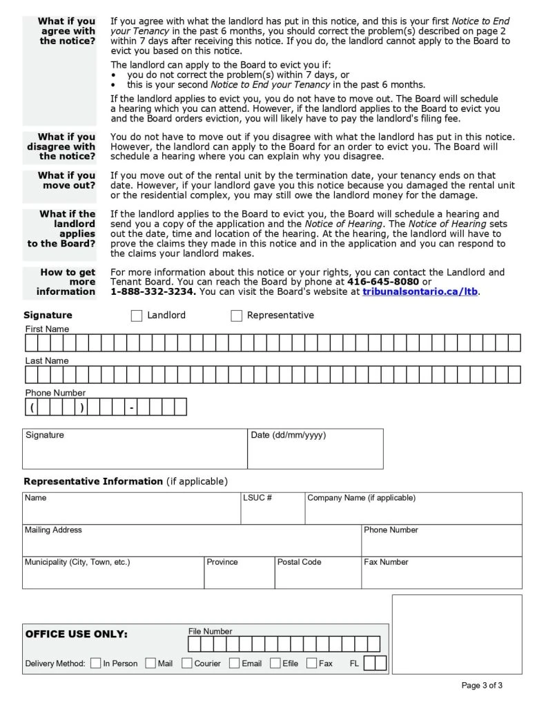 A form for an N5 Notice for ending Tenancy