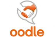 Logo of oodle leasing services featuring an orange handshake integrated into a white speech bubble, with the brand name "oodle" in orange lowercase letters below.