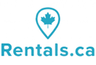 Logo of Leasing Services featuring a blue pin icon with a maple leaf and the text "rentals.ca" in blue.