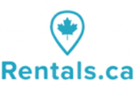 Logo of Leasing Services featuring a blue pin icon with a maple leaf and the text "rentals.ca" in blue.
