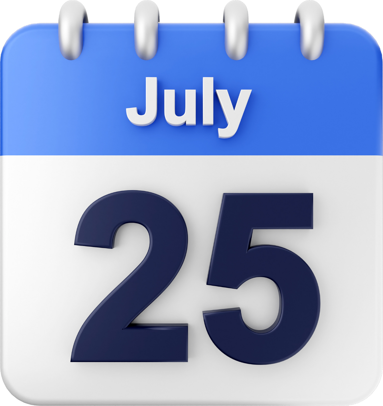 Illustration of a calendar page displaying July 25, featuring a blue header and white background—a perfect accent for property management offices in Hamilton.
