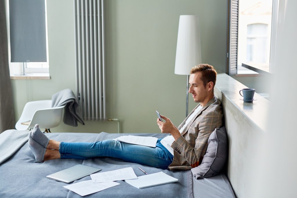 texting with colleague smartphone