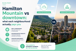 Hamilton Mountain vs Downtown Hamilton rental property investment comparison showing neighbourhood rental returns, market trends, and investor insights for Hamilton real estate.