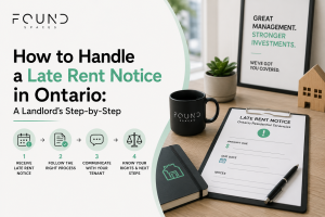 Ontario late rent notice guide showing the landlord process for handling overdue rent, tenant communication, and legal next steps under Ontario rental laws.