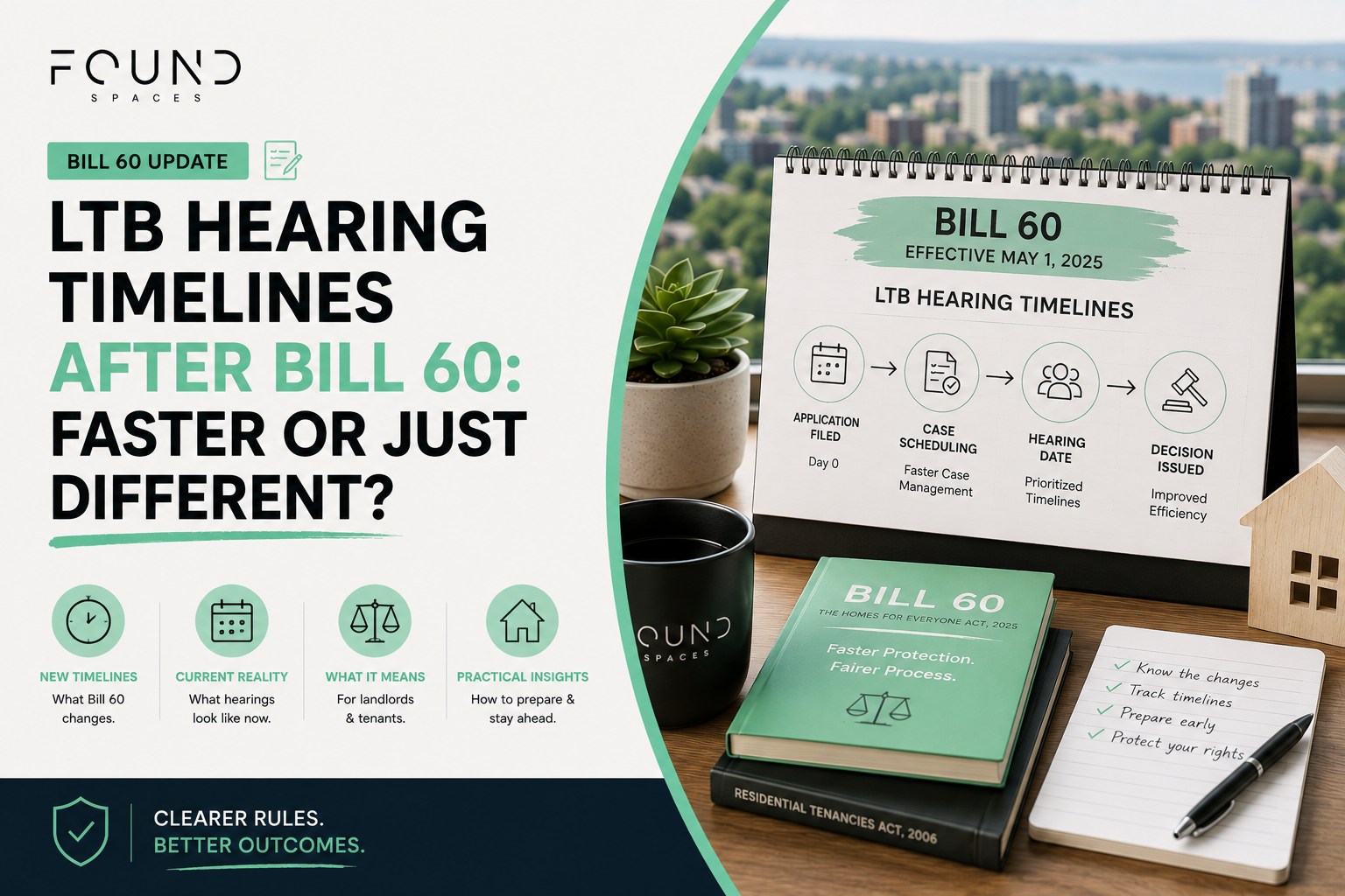 Ontario Landlord and Tenant Board (LTB) hearing timeline after Bill 60, showing changes to the hearing process and what Ontario landlords can expect from eviction and tenancy applications.